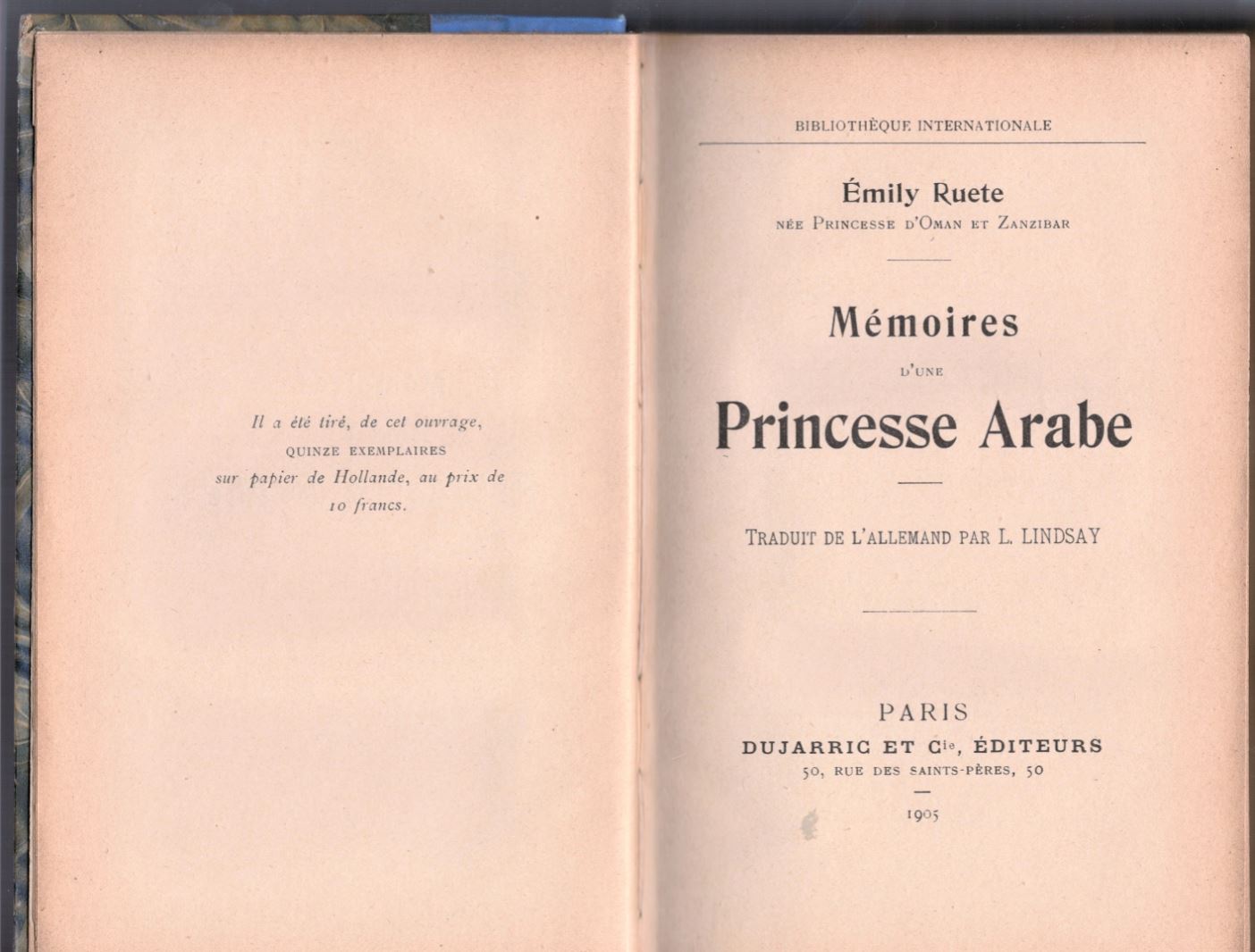 Mremoires d'une Princesse Arabe 1905