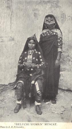 Antique postcard woman Oman