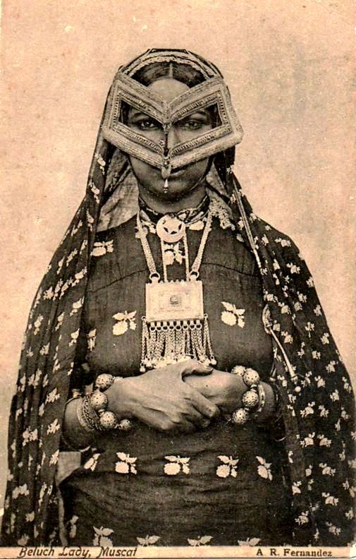Antique postcard woman oman