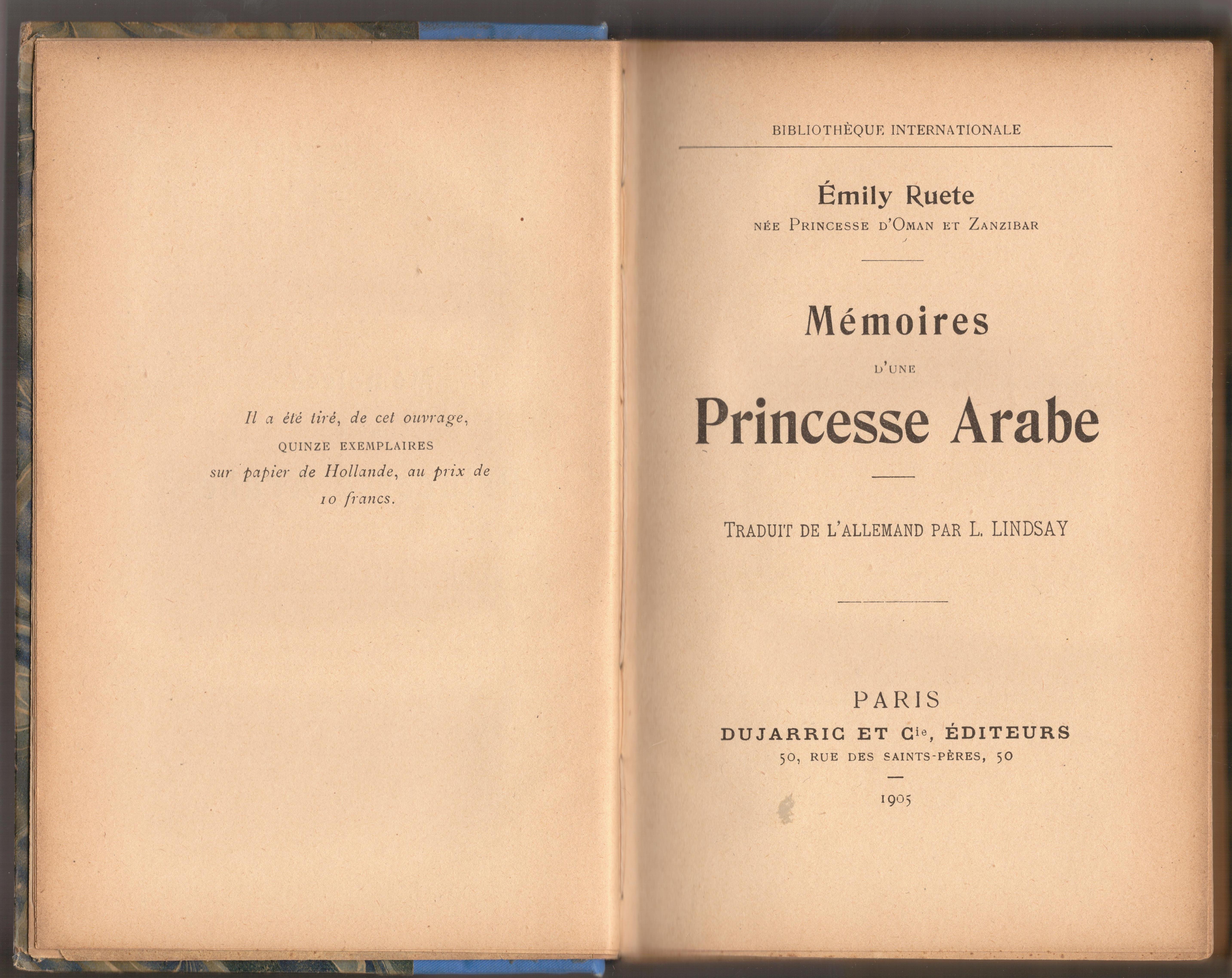 Memoires d'une Princesse Arabe 1905
